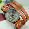 New arrival multilayer eiffel tower leather vintage unisex western wrist watch